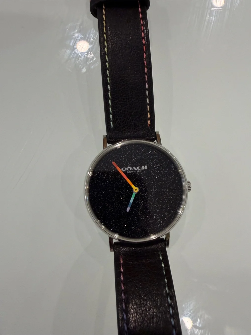 Coach Black Leather Strap Watch Hands need battery